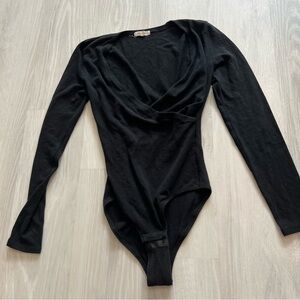 Madewell Black V Neck‎ Long Sleeve Bodysuit Size Medium